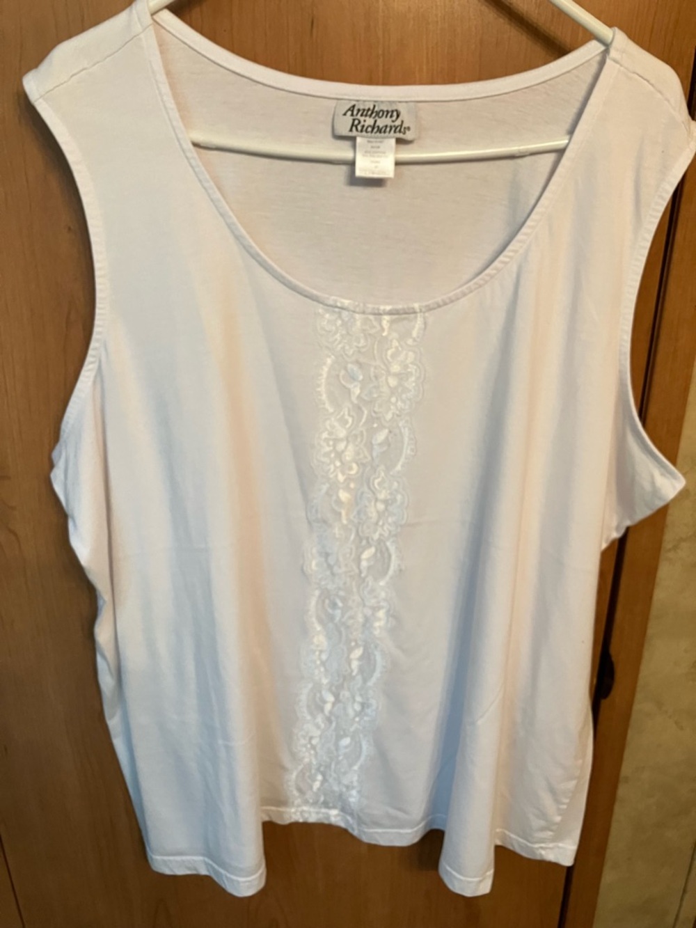 Anthony Richards White Lace-Trim Sleeveless Tank  Top Women’s 3X